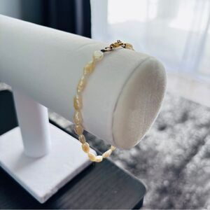 Cream Baroque Freshwater Pearl Bracelet Gold Tone Clasp